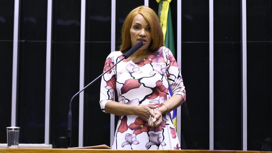 11.ago.2021 - A deputada federal Flordelis (PSD-RJ), durante sessão na Câmara que analisa sua cassação - Cleia Viana/Câmara dos Deputados