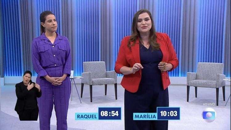 Marília Arraes e Raquel Lyra durante o debate do segundo turno na Globo Marília Arraes e Raquel Lyra durante o debate do segundo turno na Globo