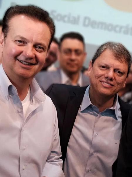 Gilberto Kassab, presidente do PSD, e Tarcísio de Freitas, governador de SP