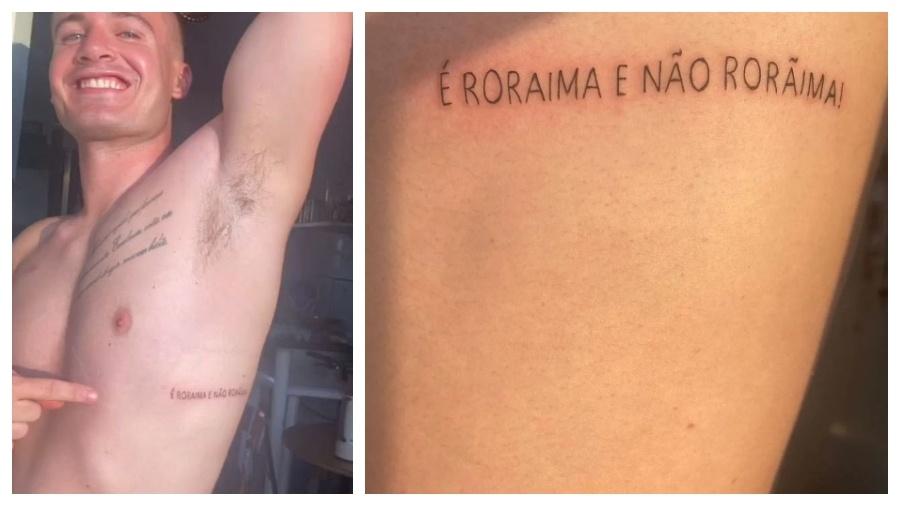 Simon Gurney fez tatuagem em homenagem à Roraima - Reprodução
