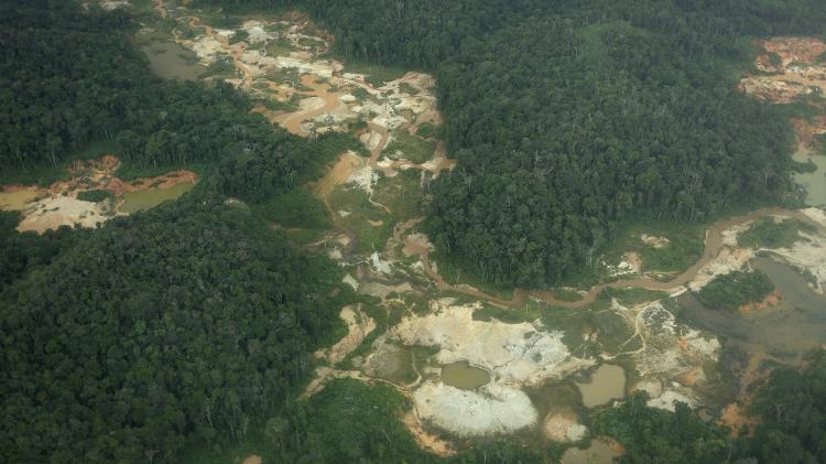 27.jun.2023 - Área de garimpo ilegal na Terra Yanomami em Roraima