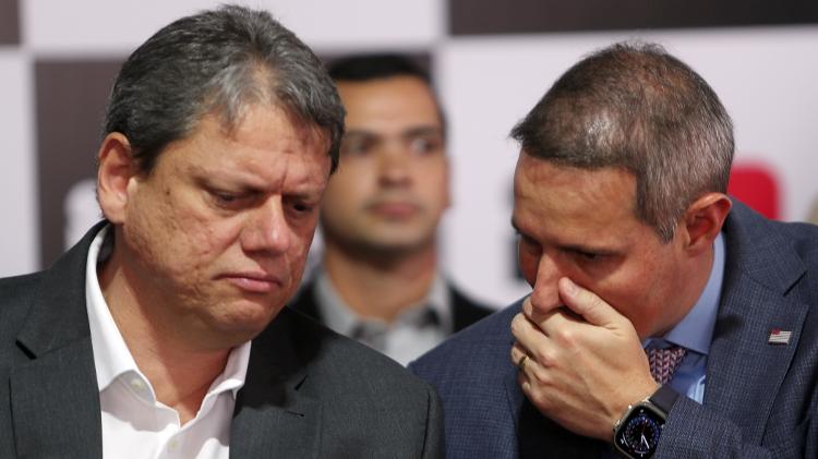 O governador Tarcísio de Freitas e o secretário da Segurança Pública, Guilherme Derrite 