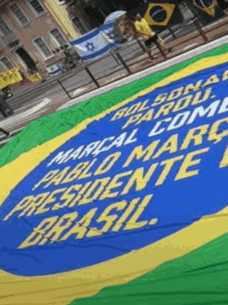 Bandeira foi colocada no chão durante ato de 7 de Setembro na avenida Paulista - Reprodução