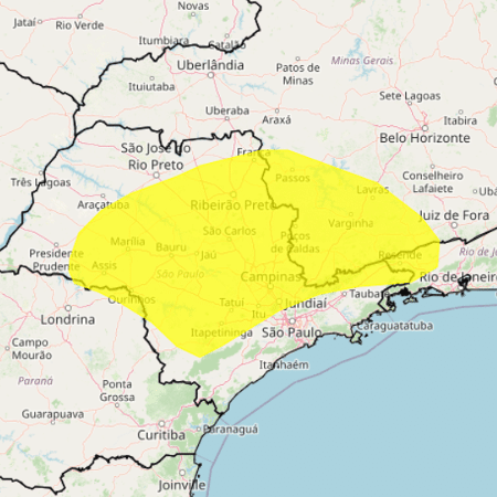 INMET alerta para tempestades com possibilidade de granizo nesta sexta-feira (27) - Reprodução/INMET