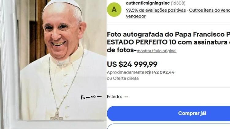 Foto supostamente autografada pelo papa Francisco é oferecida por mais de R$ 140 mil em site americano Foto supostamente autografada pelo papa Francisco é oferecida por mais de R$ 140 mil em site americano