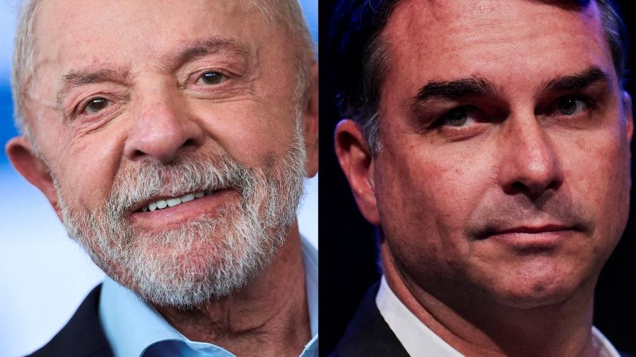 Lula (PT) e Flávio Bolsonaro (PL), candidatos à Presidência