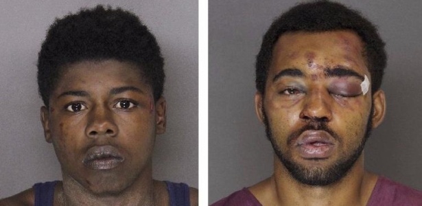 Os ladrões Joseph McInnis (esq.) e Tyree McCoy foram presos acusados de roubar o bar - Divulgação/Polícia de Baltimore
