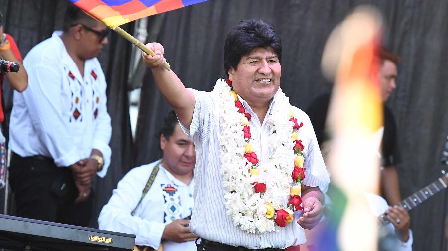 22.jan.2020 - Evo Morales participa de evento em Buenos Aires, na Argentina, para marcar fim de seu mandato - Alfredo Luna/Telam/Xinhua