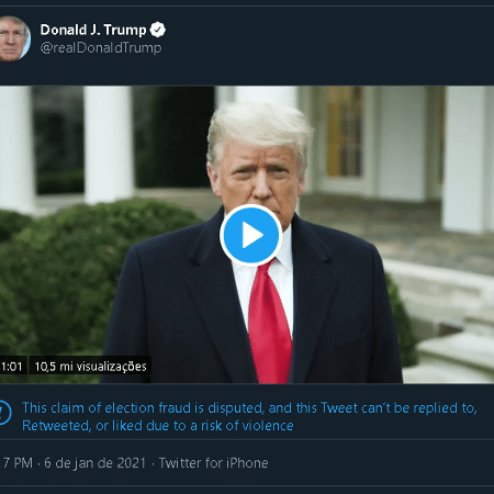 Vídeo de Trump é barrado no Twitter - Reprodução