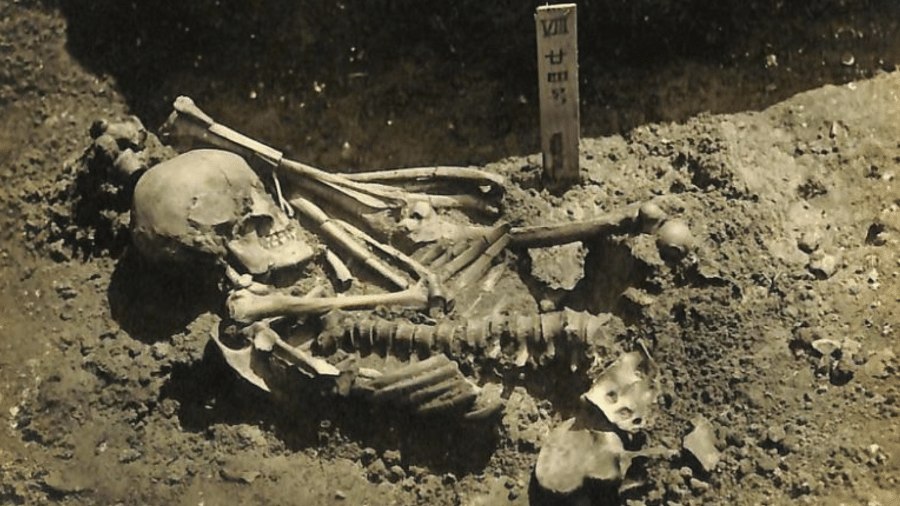 Esqueleto foi encontrado no Japão com 790 ferimentos profundos. - Divulgação / Laboratório de Antropologia da Universidade de Kyoto