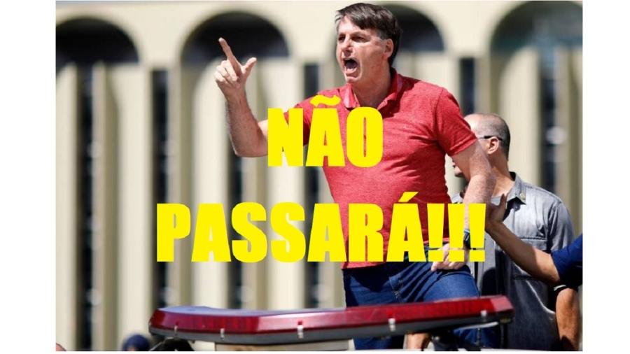 Bolsonaro faz discurso golpista em frente ao QG do Exército, em Brasília, no dia 19 de abril de 2020. Era um ponto da escalada, que culminou com a articulação para um golpe no dia 7 de Setembro passado, que deu com os burros n"água - Sérgio Lima/AFP; Montagem