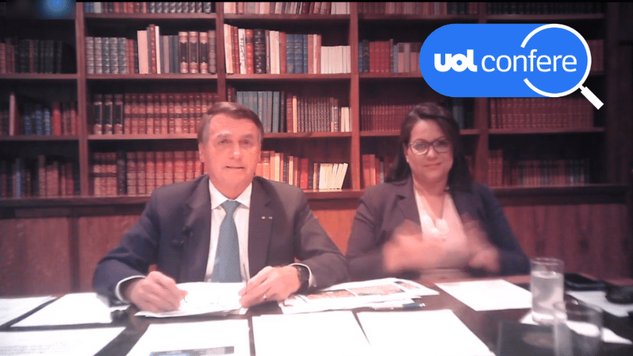 7.out.2021 - O presidente Jair Bolsonaro durante live em suas redes sociais - Arte/UOL sobre reprodução/Facebook Jair Bolsonaro