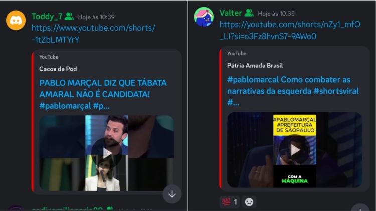 Vídeos publicados em canal do Discord 'Cortes do Marçal' tem vídeos com conteúdo eleitoral e críticas a demais candidatos