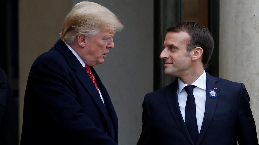 10.nov.2018 - Donald Trump, presidente dos EUA, encontra Emmanuel Macron, presidente da França - Vincent Kessler/Reuters 