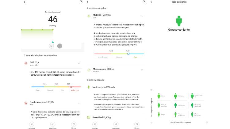 Screenshots of the Zepp Life app with analysis based on measurements from the Xiaomi bioimpedance scale - Play - Play