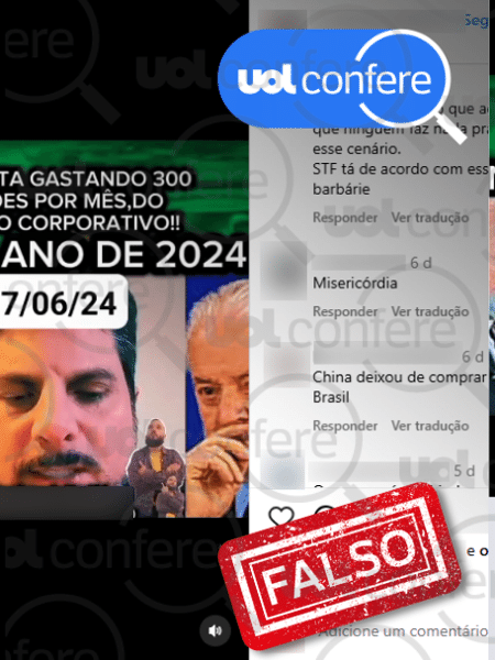 25.jun.2024 - Senador Marcos do Val desinforma em vídeo ao dizer que governo Lula gastou mais de R$ 300 milhões por mês em cartão corporativo em 2024