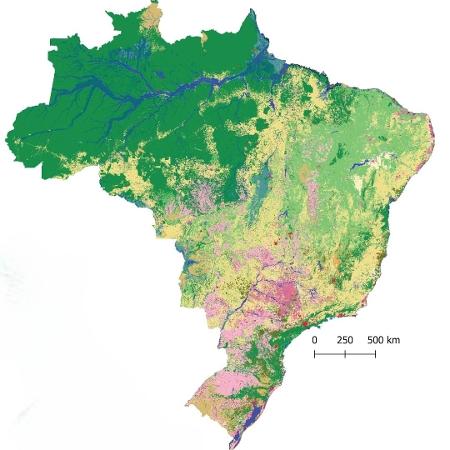 Mapa mostra áreas em verde, que ainda mantém vegetação nativa