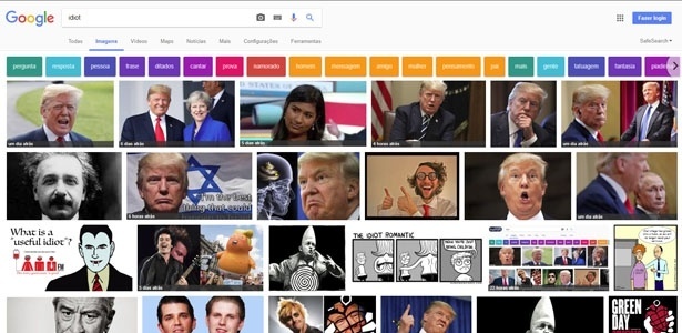 Google Images mostra fotos de Trump após busca por "idiot" - Reprodução/Google