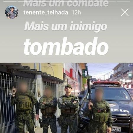 Agora capitão, Telhada comemorou "mais um inimigo tombado" após matar suspeito - 02.mar.2019 - Reprodução/Instagram