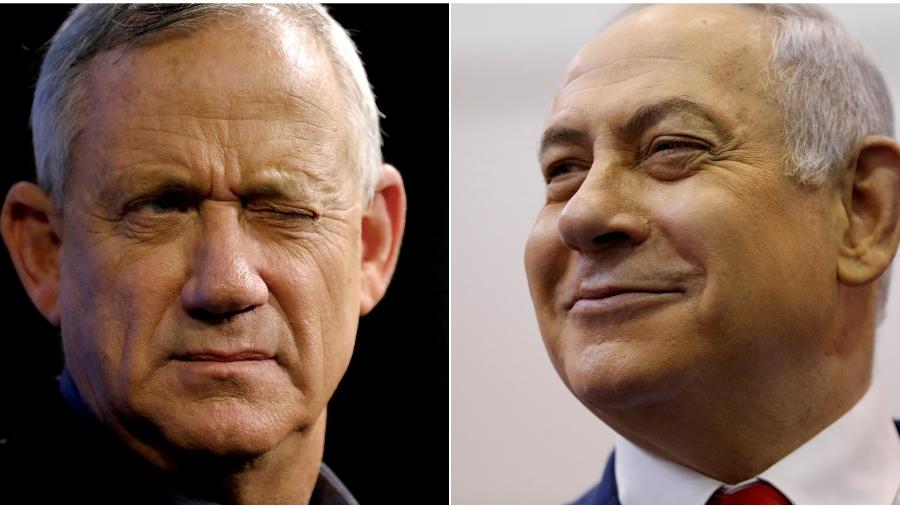 Bernny Gantz (esq.) e Benjamin Netanyahu - 