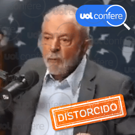 19.out.2022 - Recorte do vídeo omite trecho imediatamente anterior em que Lula se refere a Bolsonaro; fala do presidente também foi distorcida - Arte/UOL sobre Reprodução