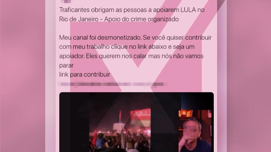 19.out.2022 - Vídeo falso sugere relações de Lula (PT) com facção do tráfico de drogas do Rio - Projeto Comprova