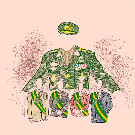 Militares tutelam poder civil - Ilustração: Camila Pizzolotto