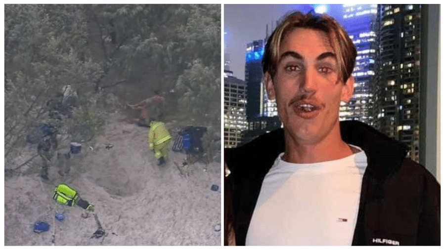 Josh Taylor, 23, caiu em um buraco numa praia da Austrália e acabou soterrado pela areia