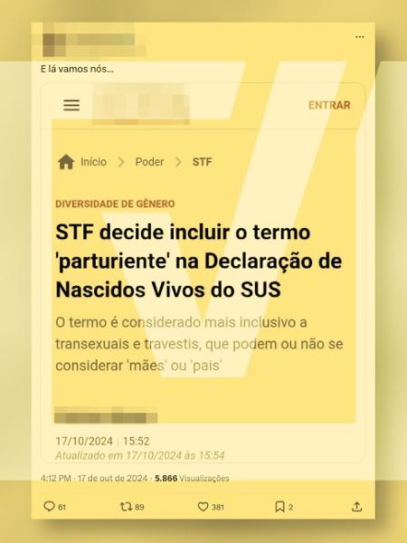 22.out.2024 - STF decidiu pela substituição de dois termos na DNV por equivalentes mais inclusivos