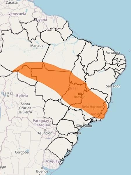 Alerta do Inmet vale para nove estados brasileiros e Distrito Federal