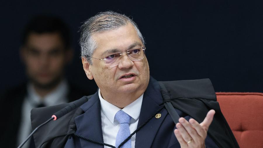 O ministro do STF Flávio Dino, durante julgamento da denúncia contra Bolsonaro e mais sete de seus aliados O ministro do STF Flávio Dino, durante julgamento da denúncia contra Bolsonaro e mais sete de seus aliados
