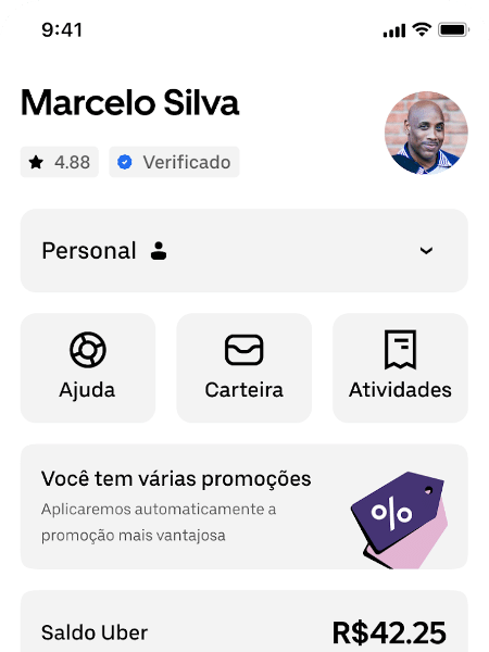 Selo de verificado para o passageiro no app da Uber Selo de verificado para o passageiro no app da Uber