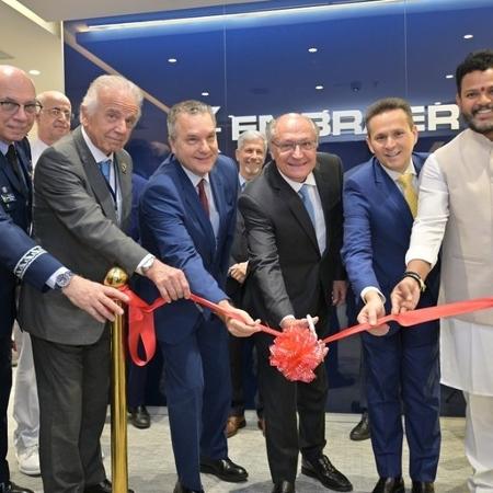 Alckmin em anúncio de novo escritório da Embraer na Índia Alckmin em anúncio de novo escritório da Embraer na Índia