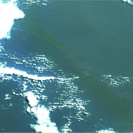 Mancha de óleo no oceano em imagem captada entre os dias 28 e 29 de julho pela empresa Hex Tecnologias Geoespaciais - Divulgação/Hex