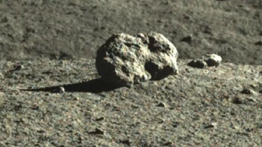 Vista mais de perto pelo rover chinês Yutu-2, a rocha é arredondada e lembra a forma de um coelho - Reprodução/CNSA/CLEP/Our Space