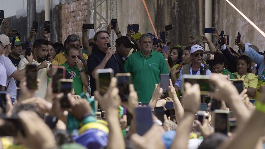 Bolsonaro discursa durante comício realizado em Belém - Marcelo Ferraz/UOL