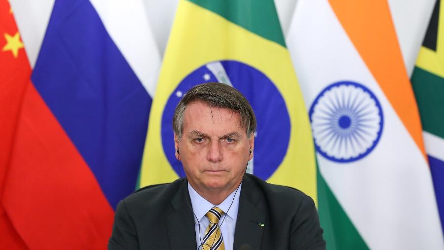17.nov.2020 - Presidente Jair Bolsonaro durante reunião da XII Cúpula de Líderes do BRICS - Marcos Corrêa/PR