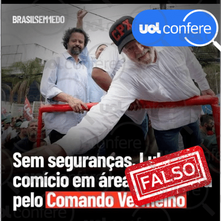 13.out.2022 - Homem atrás de Lula na foto do post é o delegado da PF Alexsander Castro Oliveira, chefe operacional da segurança da campanha - Arte/UOL sobre Reprodução Instagram