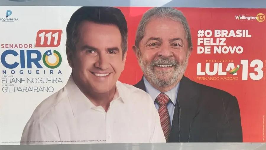 Crítico do PT, Ciro Nogueira já posou em outdoor ao lado de Lula e apoiou Haddad em 2018 - Reprodução