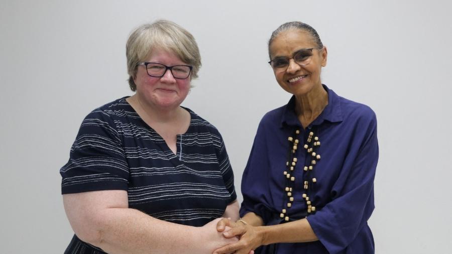 Ministra britânica Thérèse Coffey encontra com Marina Silva, da pasta do Meio Ambiente e Mudanças Climáticas - Embaixada do Reino Unido em Brasilia/Mario Caje via Reuters