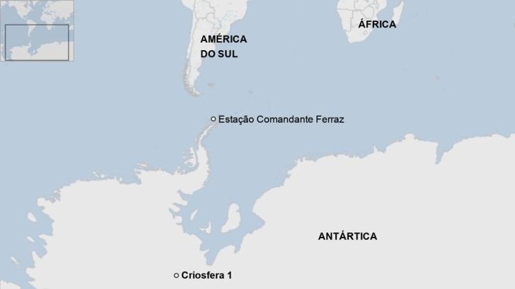 Mapa onde fica o Criosfera 1 - BBC Brasil - BBC Brasil