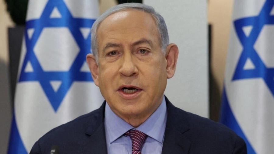 O primeiro-ministro israelense Benjamin Netanyahu em 31 de dezembro 2023