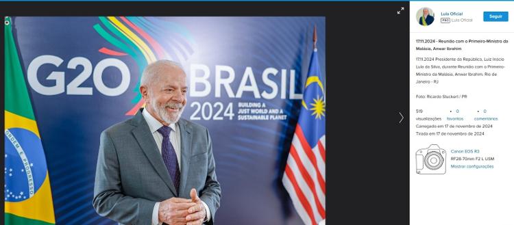 17.nov.2024 - Lula durante encontro com o primeiro-ministro da Malásia