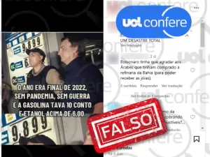 Gasolina não chegou a R$ 9,899 no governo Bolsonaro; foto foi alterada