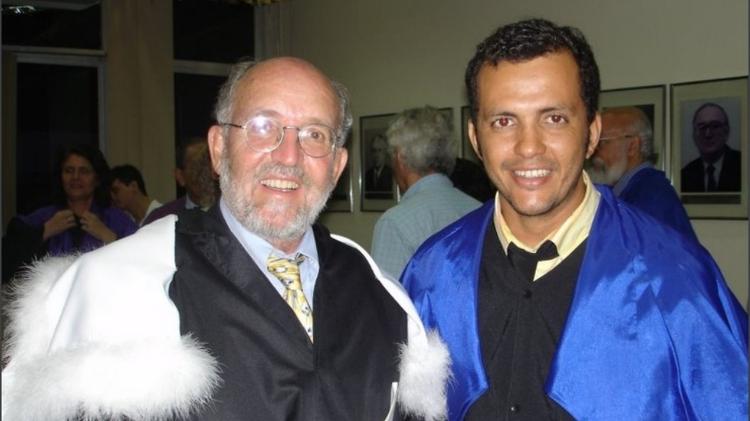 Também em 2006 pesquisador José Dias ao lado do professor Michel Mayor - Arquivo/UFRN