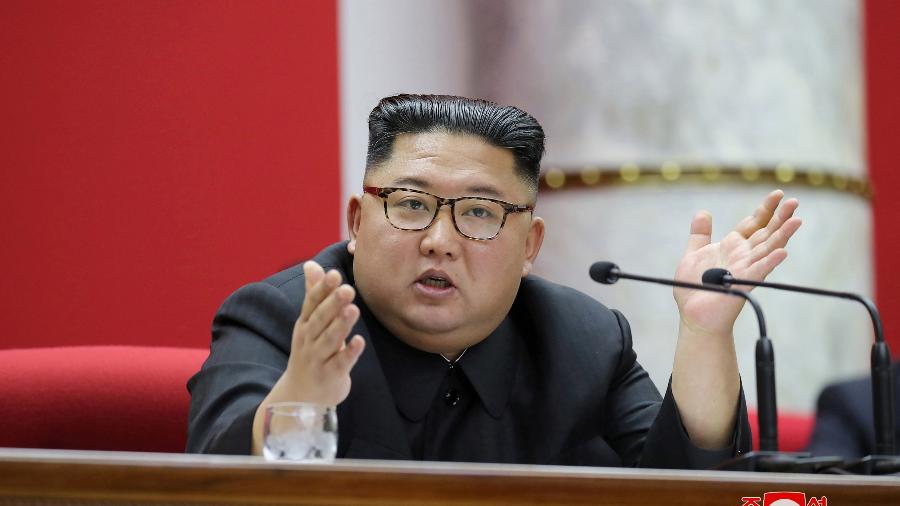 Líder da Coreia do Norte, Kim Jong Un, em Pyongyang, em foto de 2020