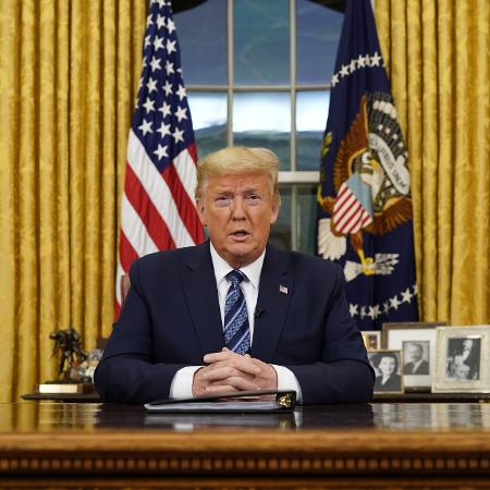 11/03/2020 - O presidente Donald Trump em pronunciamento sobre medidas que os EUA tomarão para conter o coronavírus - Doug Mills / POOL / AFP