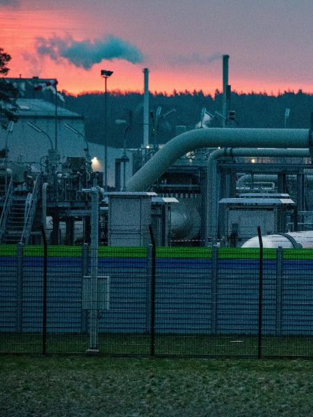 7 jan. 2022 - Estação de recebimento de gás do gasoduto Nord Stream 2, em Mecklemburgo-Pomerânia Ocidental, Lubmin, Alemanha - Stefan Sauer/picture aliança via Getty Images