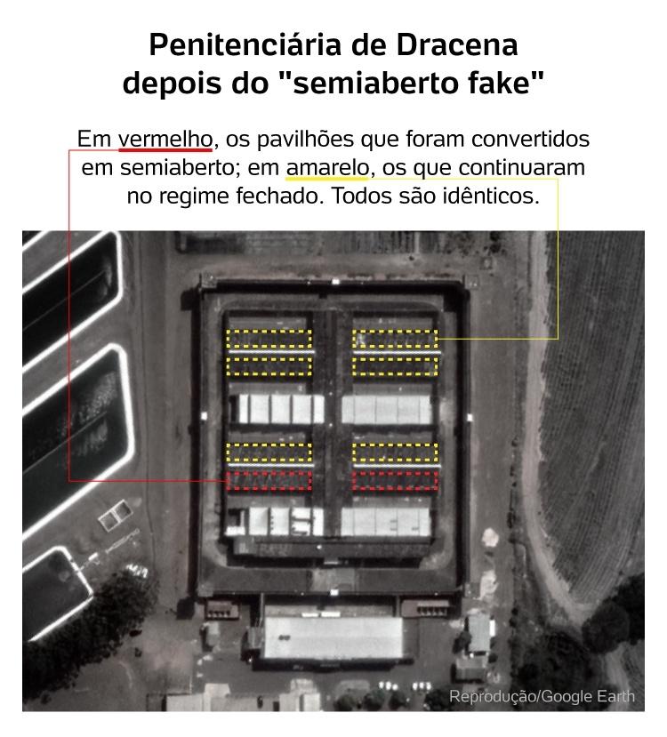 Penitenciária de Dracena depois do "semiaberto fake" - Reprodução/Google Earth - Reprodução/Google Earth