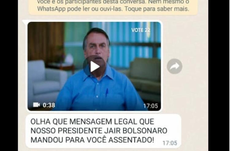 Propaganda eleitoral de Jair Bolsonaro disparada em massa a assentados via WhatsApp - Reprodução - Reprodução